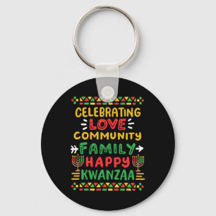 Happy Kwanzaa Celebrating Love Commuity Family Men Keychain