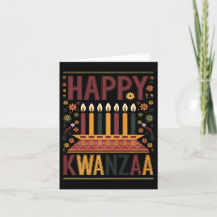 Happy Kwanzaa Celebration Kinara Candles And Flowe Card