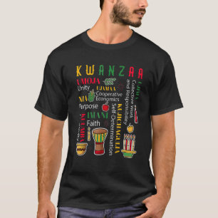 Happy Kwanzaa Drum Kinara Seven Candles Africa Cel T-Shirt