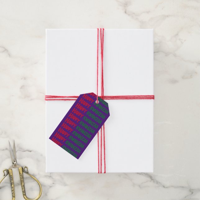 Happy Kwanzaa Greeting Gift Tags (With Twine)