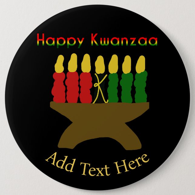 Happy Kwanzaa Kinara 6 Inch Round Button (Front)