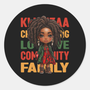 Happy Kwanzaa - Kinara Candles - Christmas African Classic Round Sticker