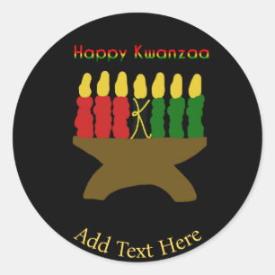 Happy Kwanzaa Kinara Classic Round Sticker