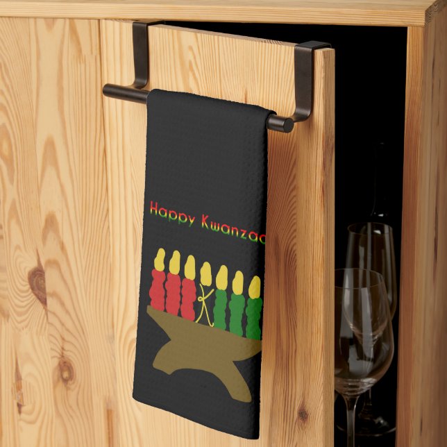 Happy Kwanzaa Kinara Kitchen Towel (Thirds Fold)