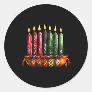 Happy Kwanzaa Kinara Seven Candles Principles Of K Classic Round Sticker