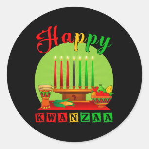 Happy Kwanzaa Kinara Seven Candles Principles Of K Classic Round Sticker