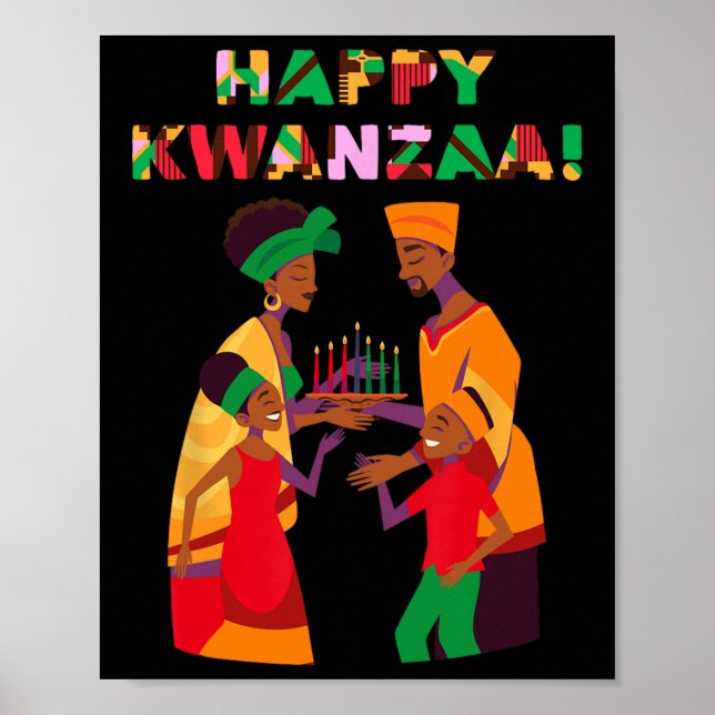 Happy Kwanzaa Kinara-seven Candles Principles Of K Poster (Front)