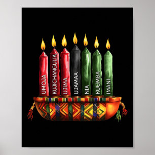 Happy Kwanzaa Kinara Seven Candles Principles Of K Poster