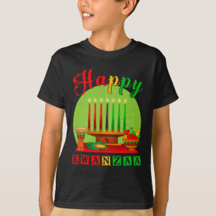 Happy Kwanzaa Kinara Seven Candles Principles Of K T-Shirt