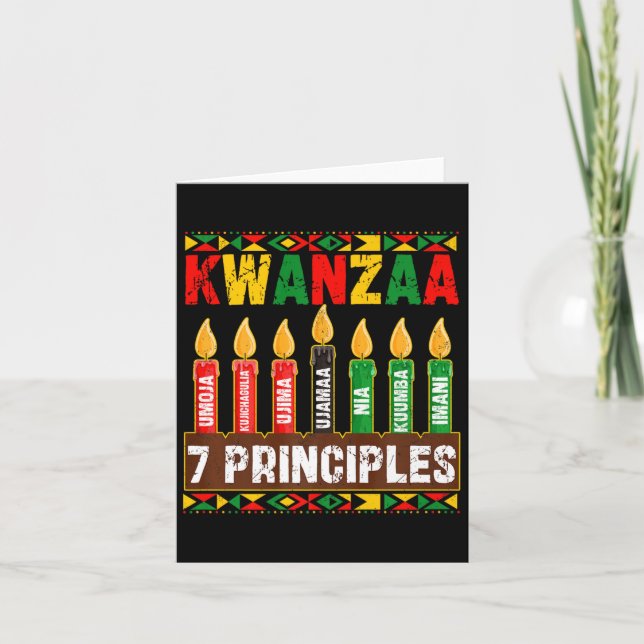 Happy Kwanzaa Kinara Seven Principles Candles Pan  Card (Front)