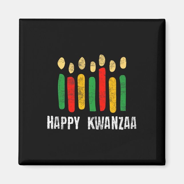 Happy Kwanzaa Kinara Seven Principles Candles Pan  Magnet (Front)