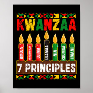 Happy Kwanzaa Kinara Seven Principles Candles Pan  Poster