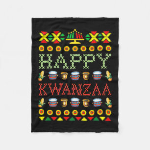 Happy Kwanzaa Merry Christmas Black African Americ Fleece Blanket