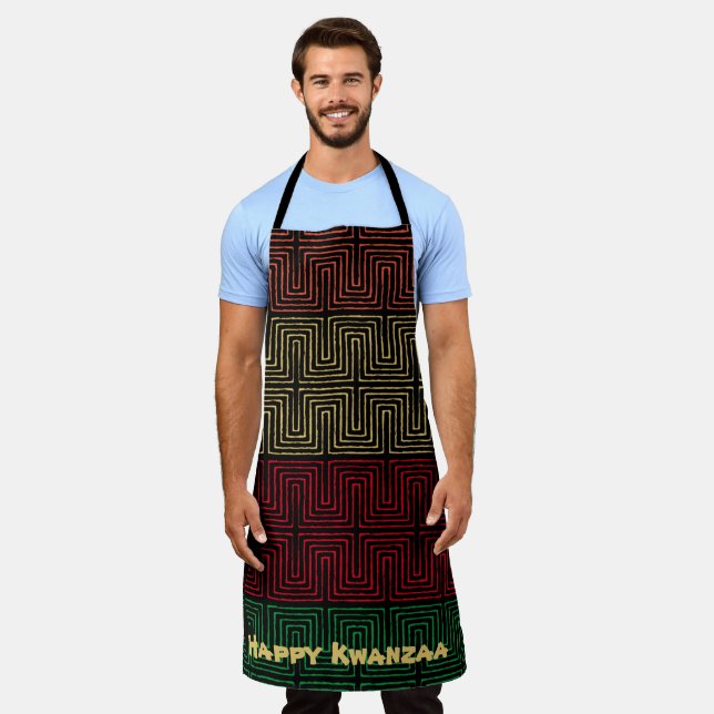 Happy Kwanzaa Mud Cloth Apron (Worn)