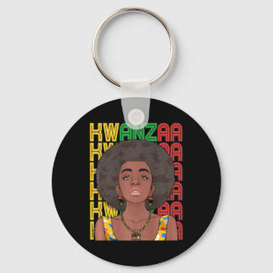 Happy Kwanzaa Pan African Pride Black Woman Seven  Keychain