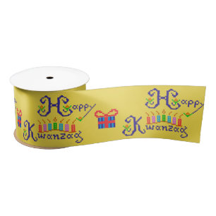 Happy Kwanzaa Patterns Satin Ribbon