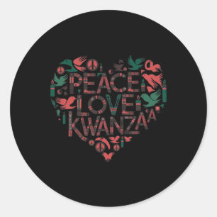 Happy Kwanzaa Peace With Love Kwanzaa African Amer Classic Round Sticker