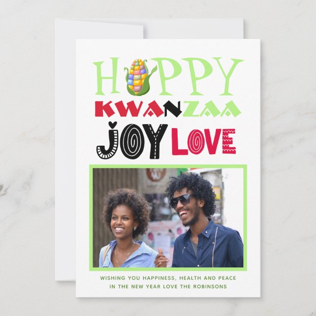 Happy Kwanzaa Photo Greeting Card Love Joy Peace (Front)