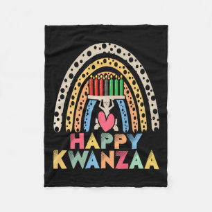 Happy Kwanzaa Rainbow African American Harvest Fes Fleece Blanket