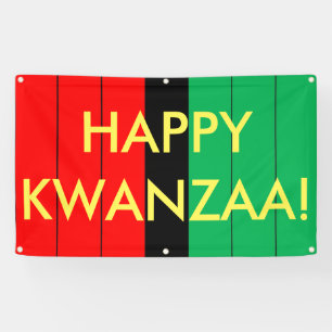 Happy Kwanzaa Red Black Green Stripes Pattern Banner