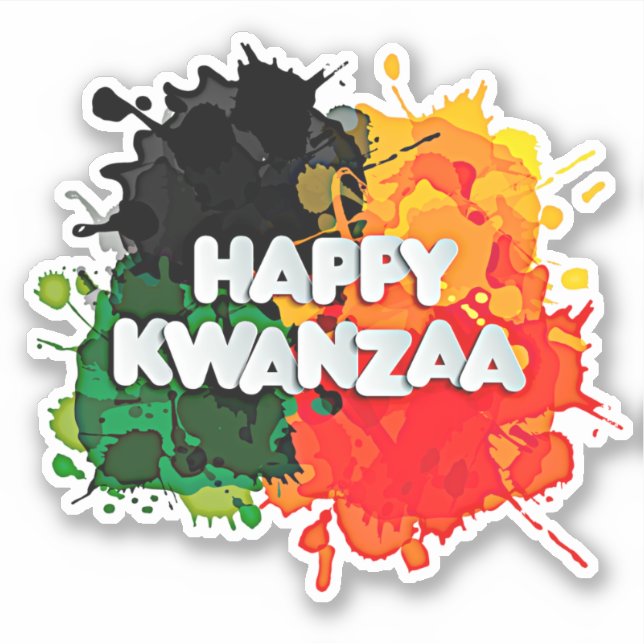 Happy Kwanzaa, Red Black Green Yellow Paint Splash (Front)