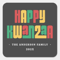 Happy Kwanzaa red green yellow text