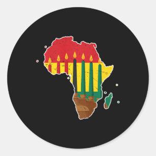 Happy Kwanzaa Seven Principles Kinara Candles Afri Classic Round Sticker