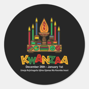 Happy Kwanzaa Seven Principles Of Kwanzaa - Kinara Classic Round Sticker