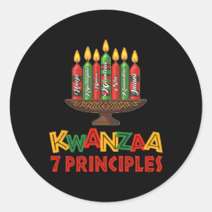 Happy Kwanzaa Seven Principles Of Kwanzaa - Kinara Classic Round Sticker