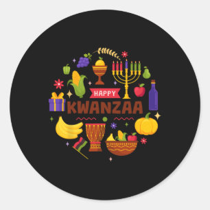 Happy Kwanzaa Seven Principles Of Kwanzaa Kinara M Classic Round Sticker