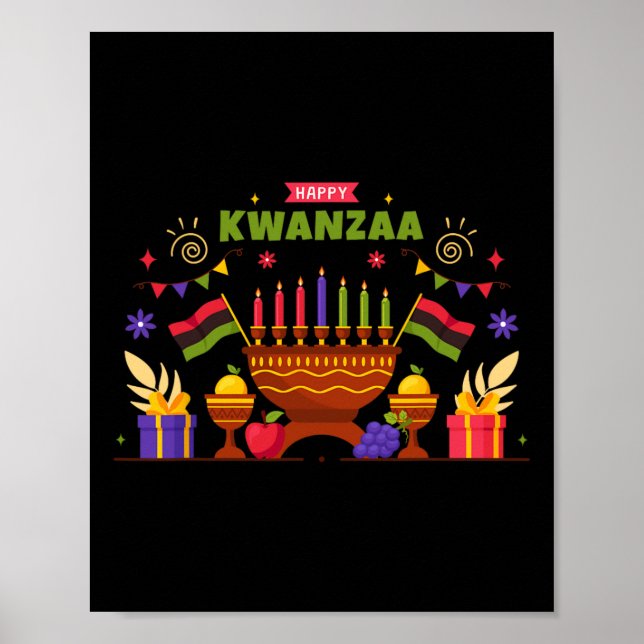 Happy Kwanzaa Seven Principles Of Kwanzaa Kinara M Poster (Front)