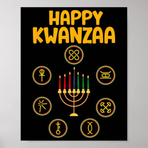 Happy Kwanzaa Seven Principles Of Kwanzaa Kinara M Poster