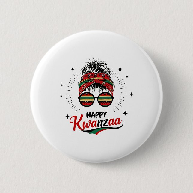 Happy Kwanzaa Seven Principles Of Kwanzaa Messy Bu 2 Inch Round Button (Front)