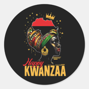 Happy Kwanzaa Seven Principles Of Kwanzaa Women 17 Classic Round Sticker