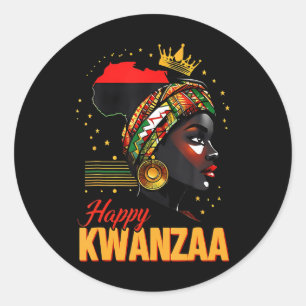 Happy Kwanzaa Seven Principles Of Kwanzaa Women Me Classic Round Sticker