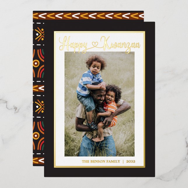  Happy Kwanzaa Single Photo Foil Holiday Card (Front/Back)