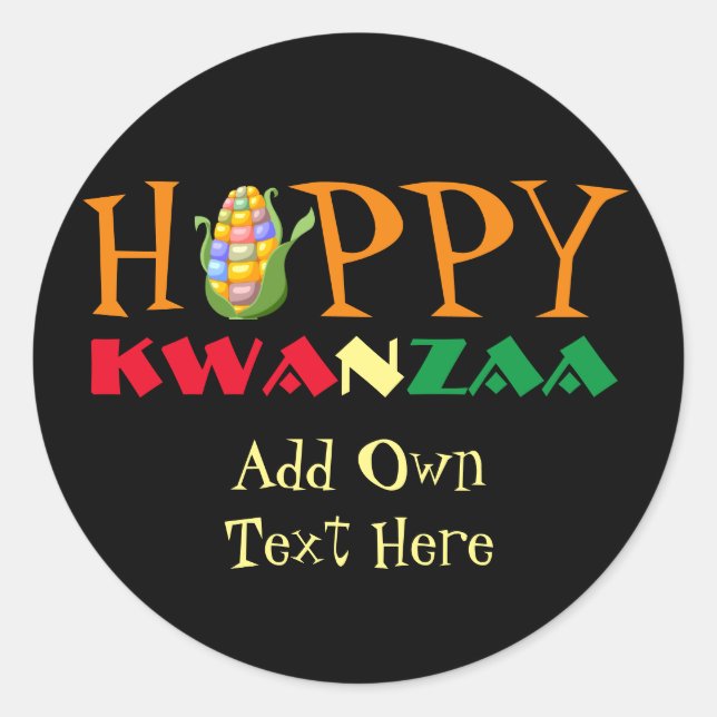 Happy Kwanzaa Stickers 4 Favours Gifts Personalize (Front)