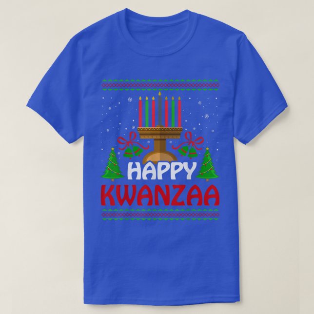 Happy Kwanzaa Ugly Christmas Sweater, Celebrate Kw T-Shirt (Design Front)