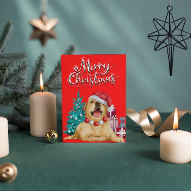 Happy Lab Retriever Red Holiday Postcard (Creator Uploaded)