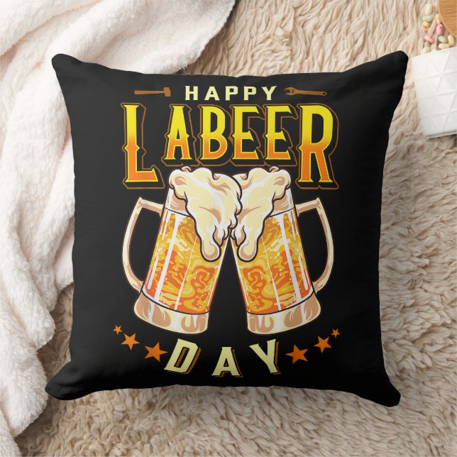 Happy Labeer Day Funny Labour Day Throw Pillow (Blanket)