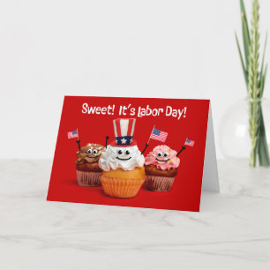 Happy Labor Day For Anyone Patriotic Cupcakes Holiday Card