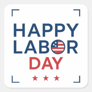 Happy Labor Day Modern Patriotic Square Sticker