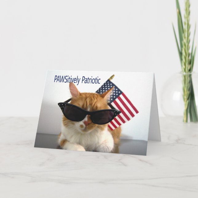 Happy Labor Day - PAWSitively Patriotic Cat Card (Front)