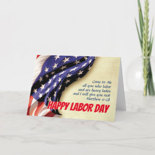 HAPPY LABOR DAY USA Flag Scripture Customized Card