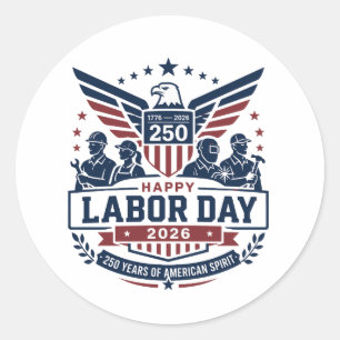 Happy Labour Day 2026 American Worker Classic Round Sticker