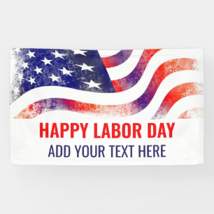 Happy Labour Day American Flag Personalized Banner