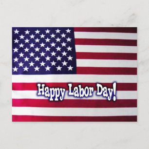 Happy Labour Day American Flag Postcard
