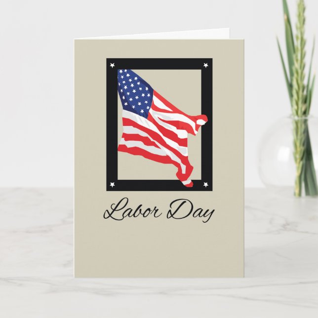 Happy Labour Day, American Flag, Tan Card (Front)