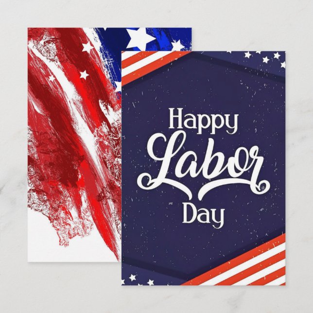 happy labour day celebration with USA flag Thank You Card (Front/Back)