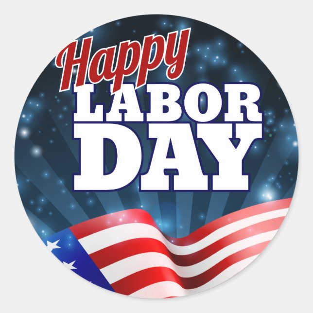 Happy Labour Day Design Classic Round Sticker (Front)